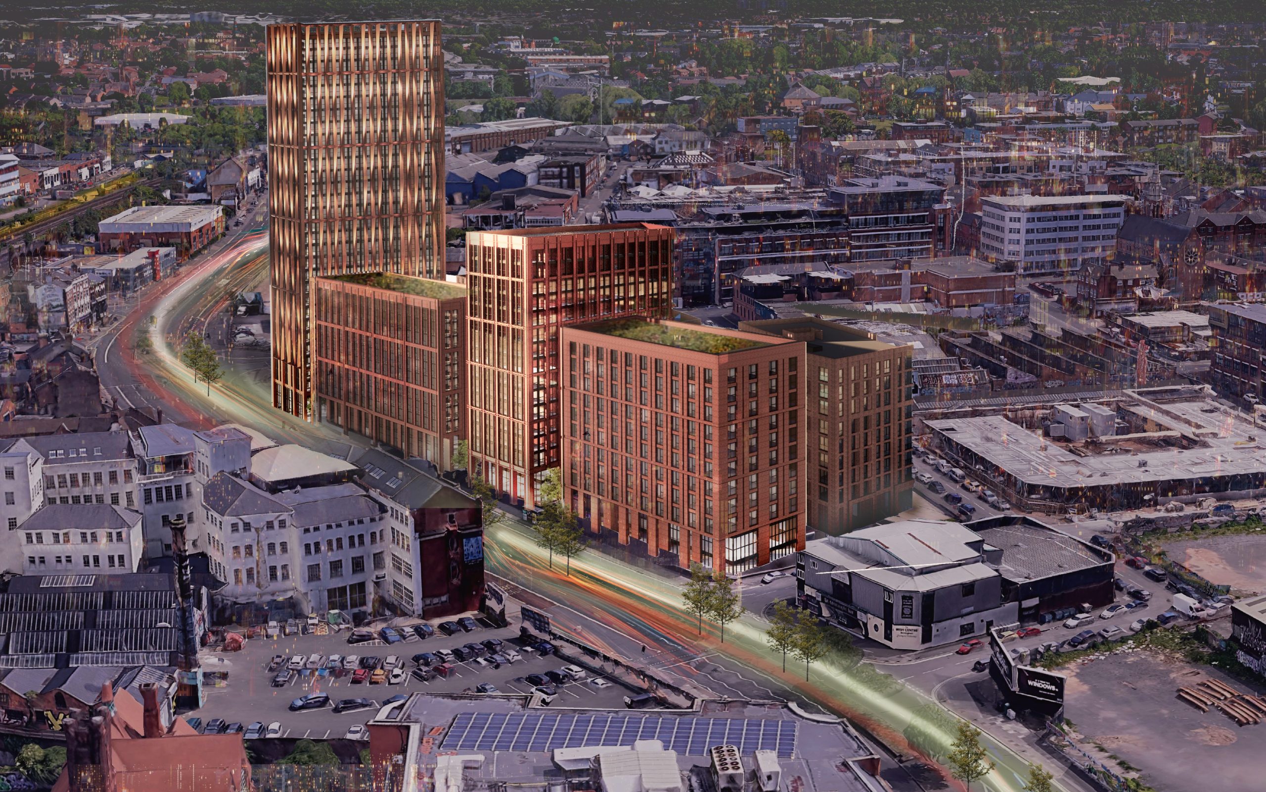 Aerial time-lapse image of a building.